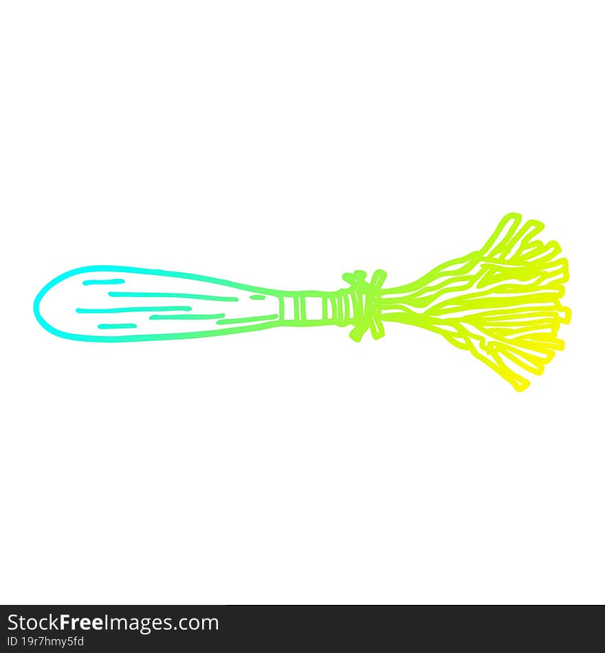 cold gradient line drawing of a cartoon magic broom sticks