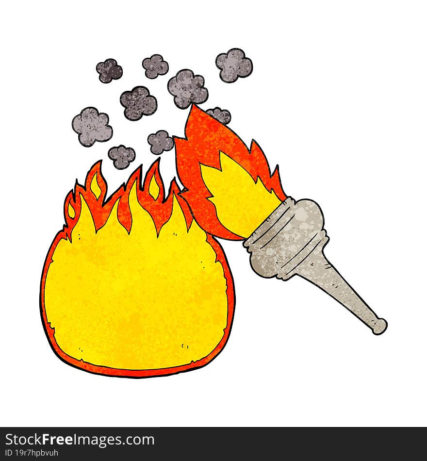 textured cartoon flaming torch