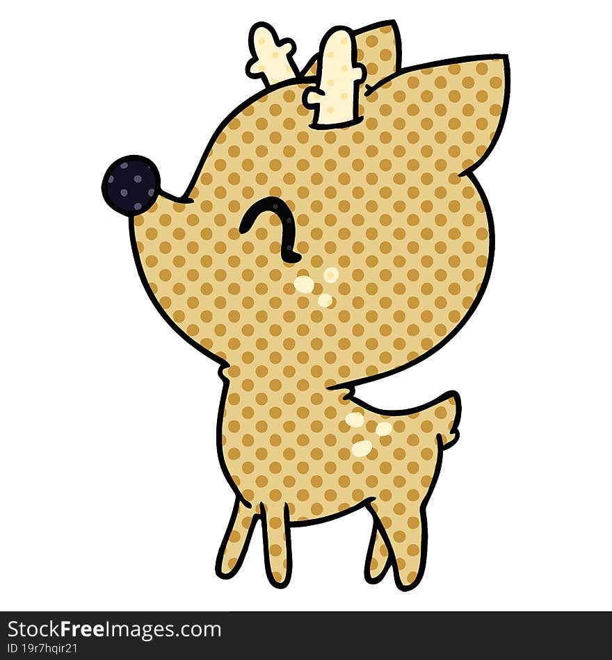 cartoon illustration of  kawaii cute deer. cartoon illustration of  kawaii cute deer