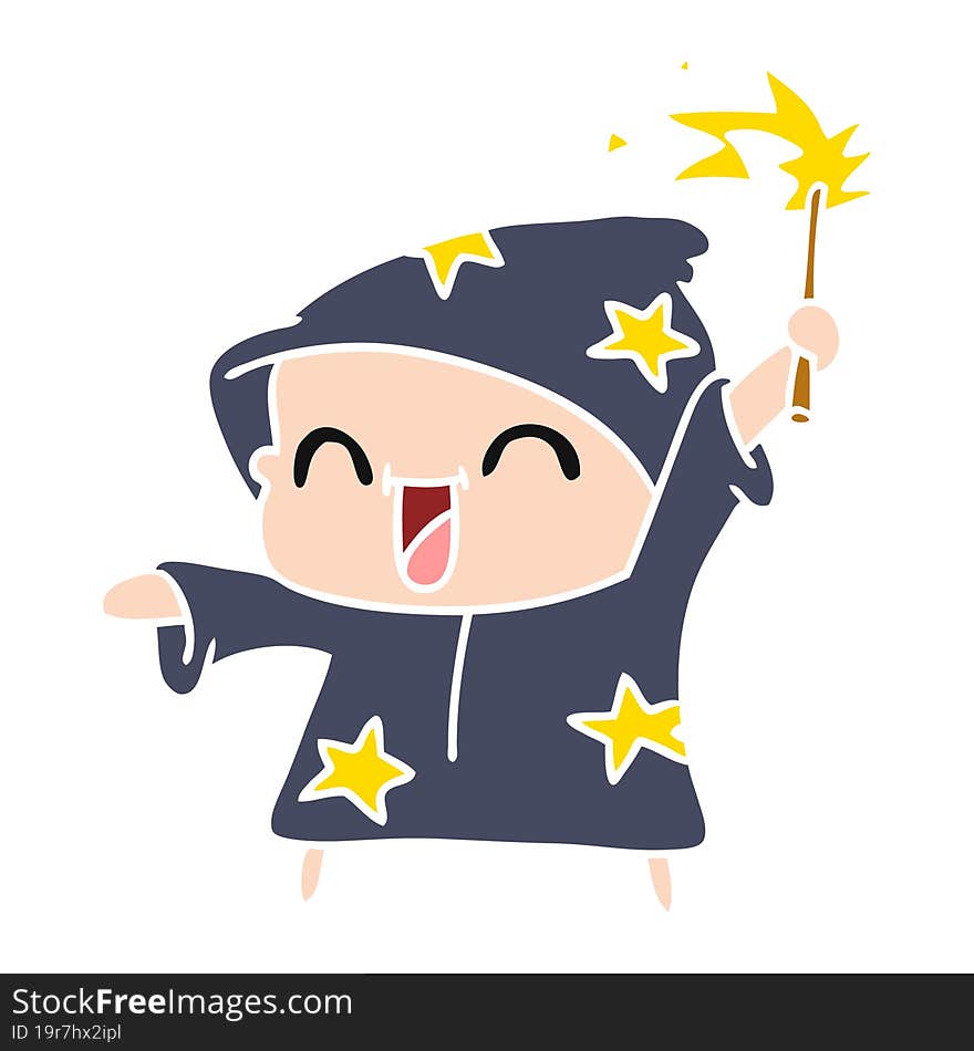 cartoon of a happy little wizard