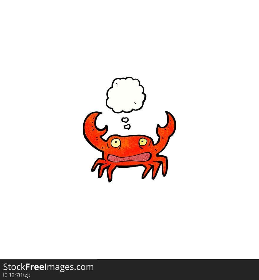 cartoon crab with thought bubble