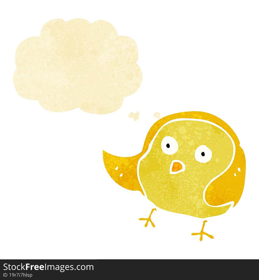 cartoon bird with thought bubble