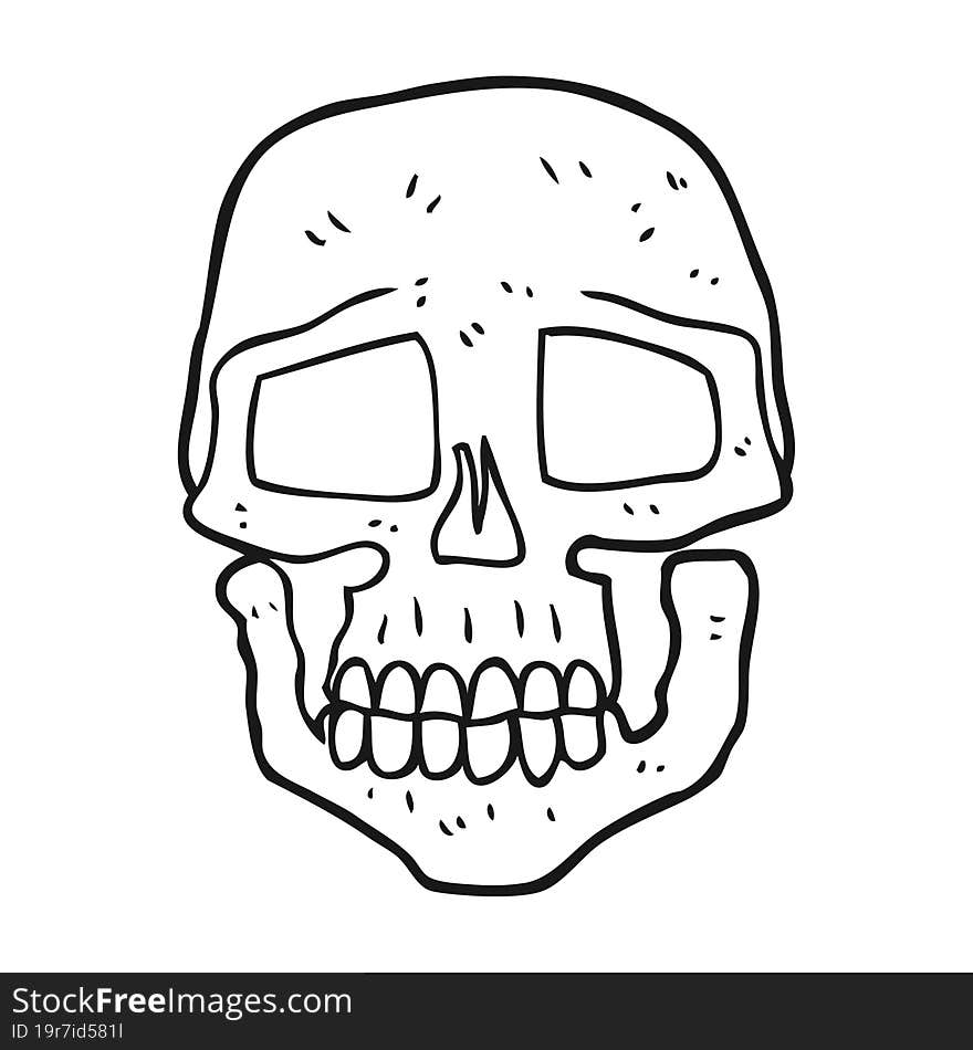 black and white cartoon skull