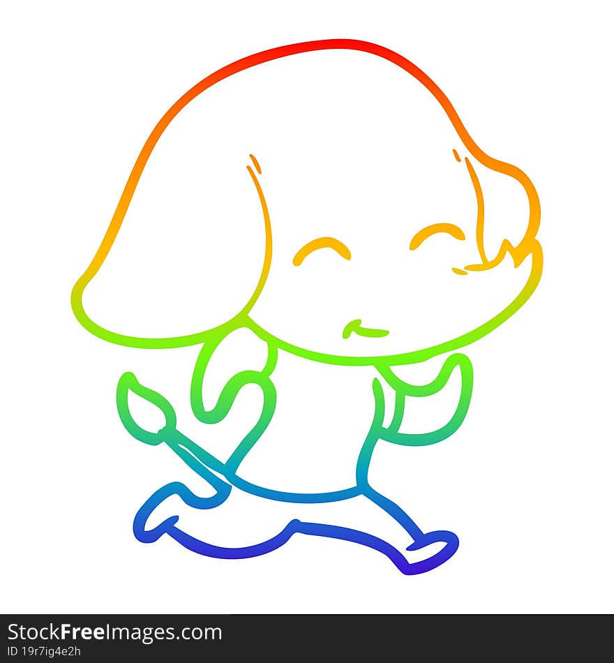 rainbow gradient line drawing cute cartoon elephant