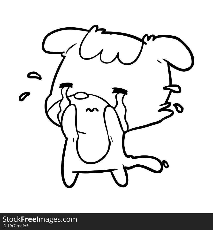 line drawing of a sad dog crying. line drawing of a sad dog crying