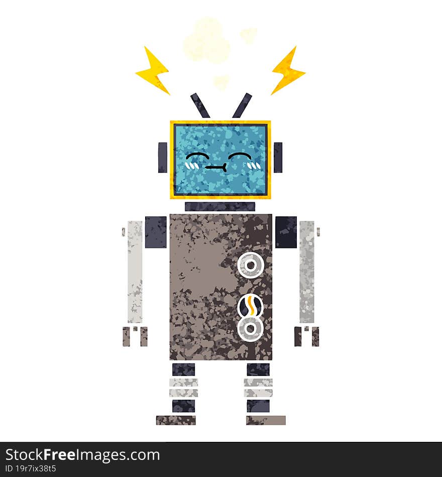 Retro Illustration Style Cartoon Robot