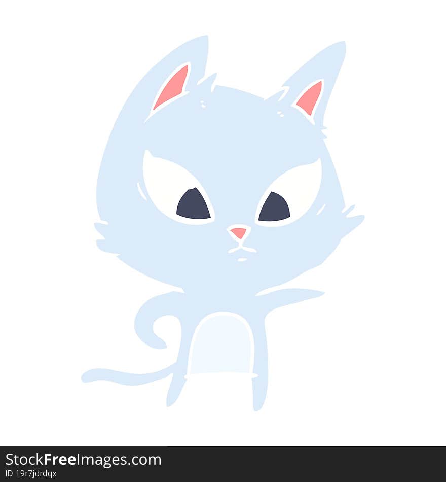 confused flat color style cartoon cat