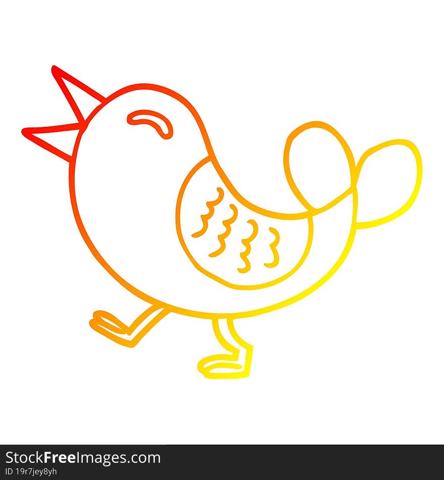 Warm Gradient Line Drawing Cartoon Red Bird