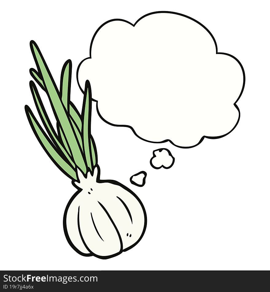 Cartoon Garlic And Thought Bubble