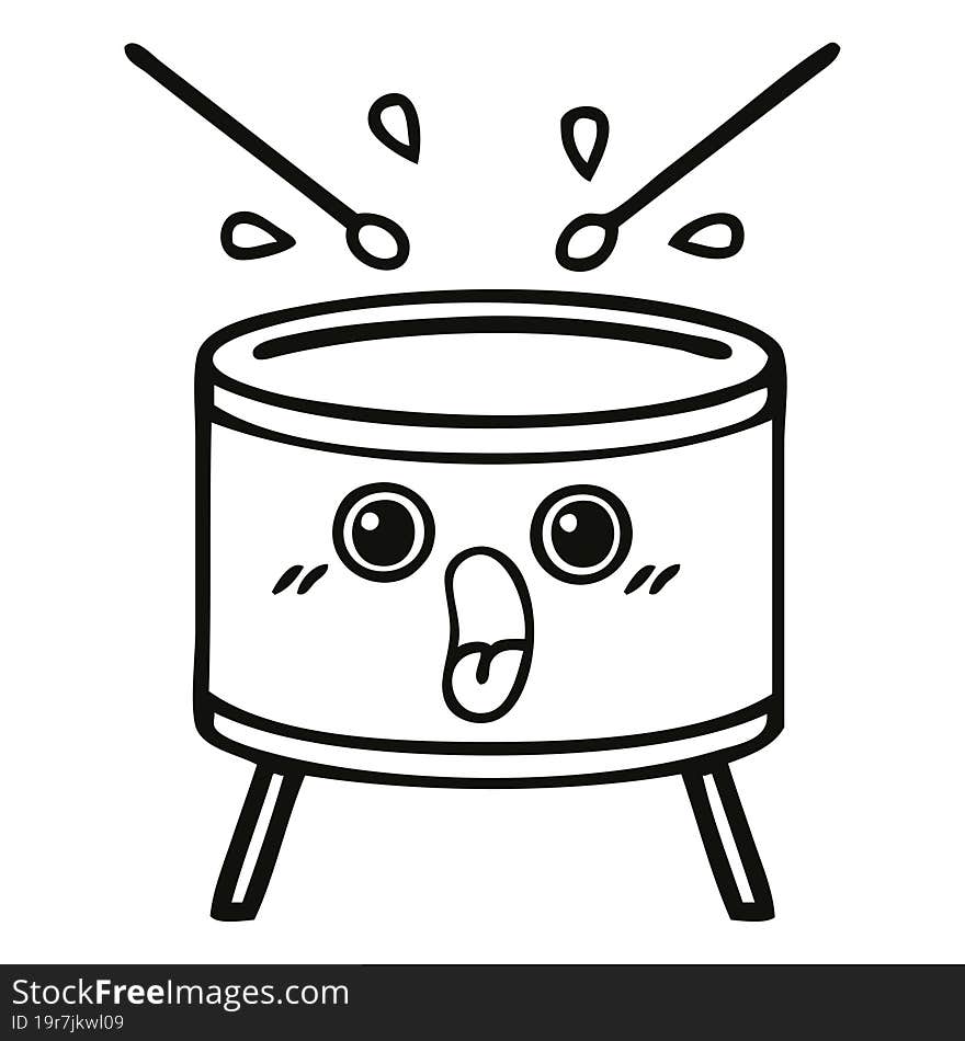 Line Drawing Cartoon Drum