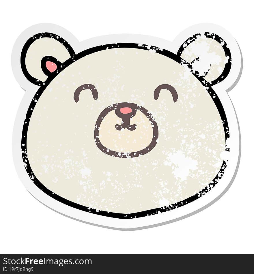 distressed sticker of a quirky hand drawn cartoon polar bear