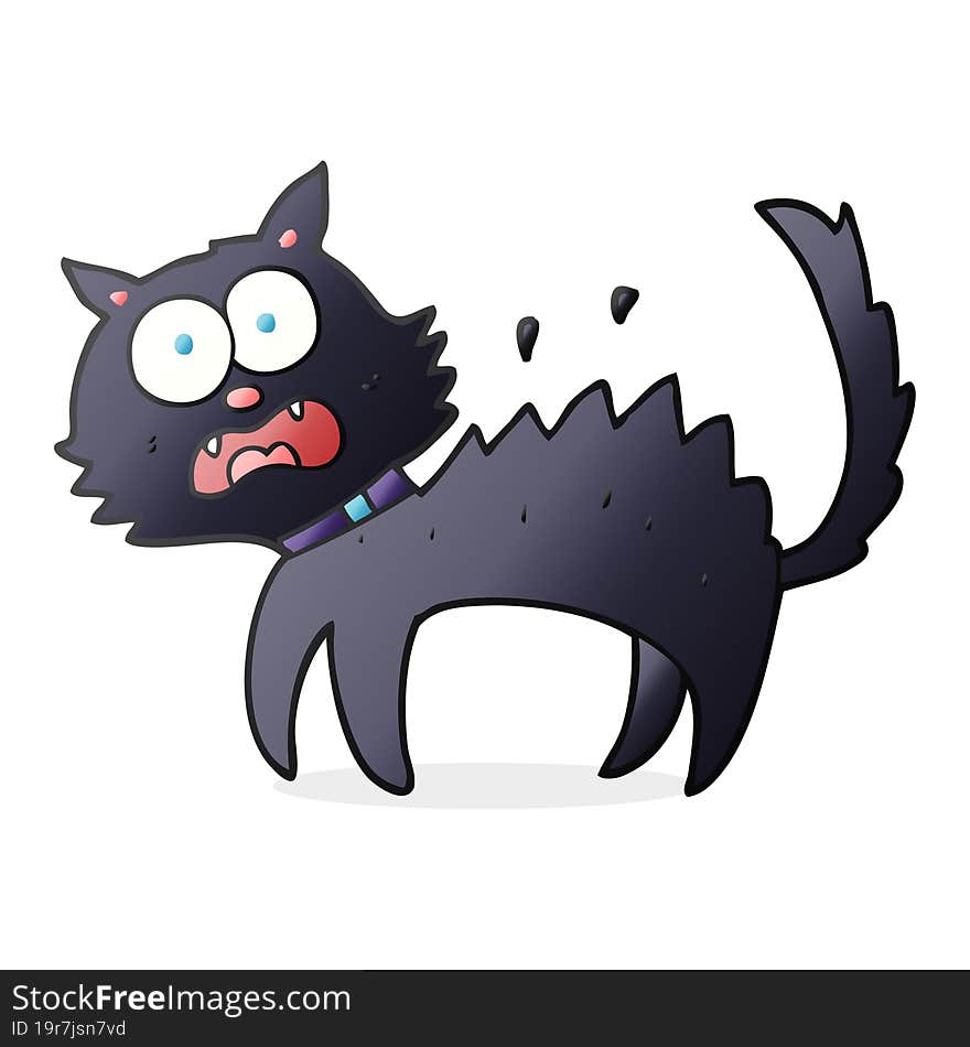 cartoon scared black cat