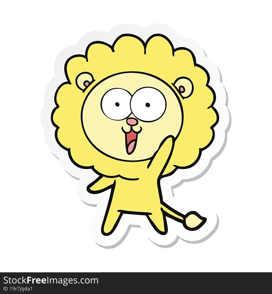 sticker of a happy cartoon lion