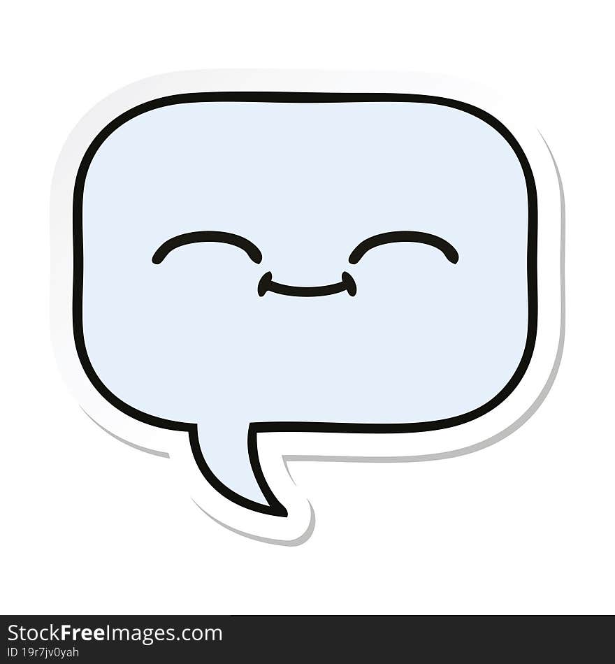 Sticker Of A Cute Cartoon Speech Bubble