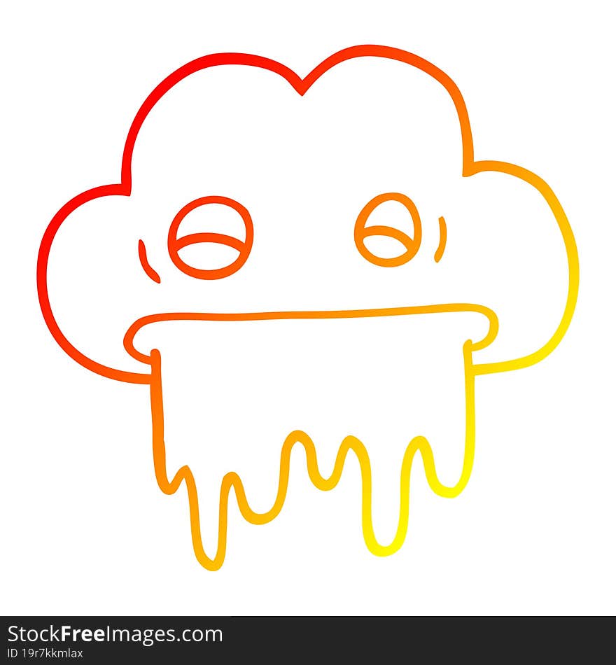 warm gradient line drawing cartoon rain cloud