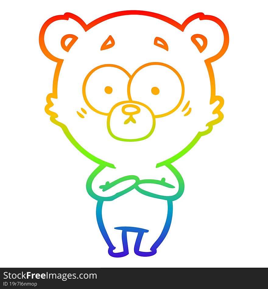 rainbow gradient line drawing surprised bear cartoon