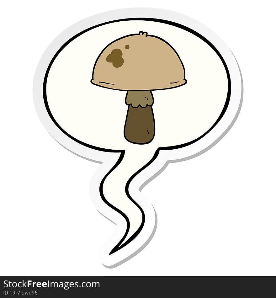 cartoon mushroom and speech bubble sticker