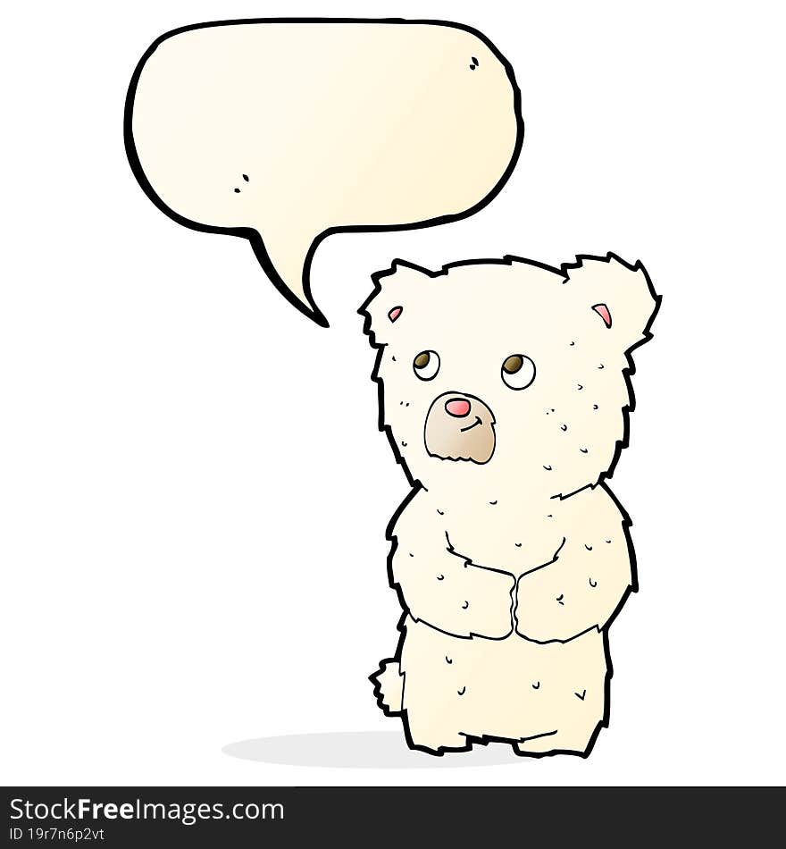 cartoon polar bear cub with speech bubble