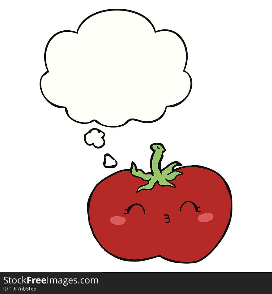 cartoon tomato and thought bubble