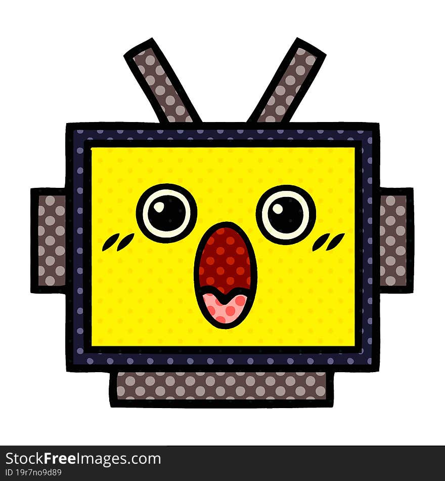 comic book style cartoon robot head