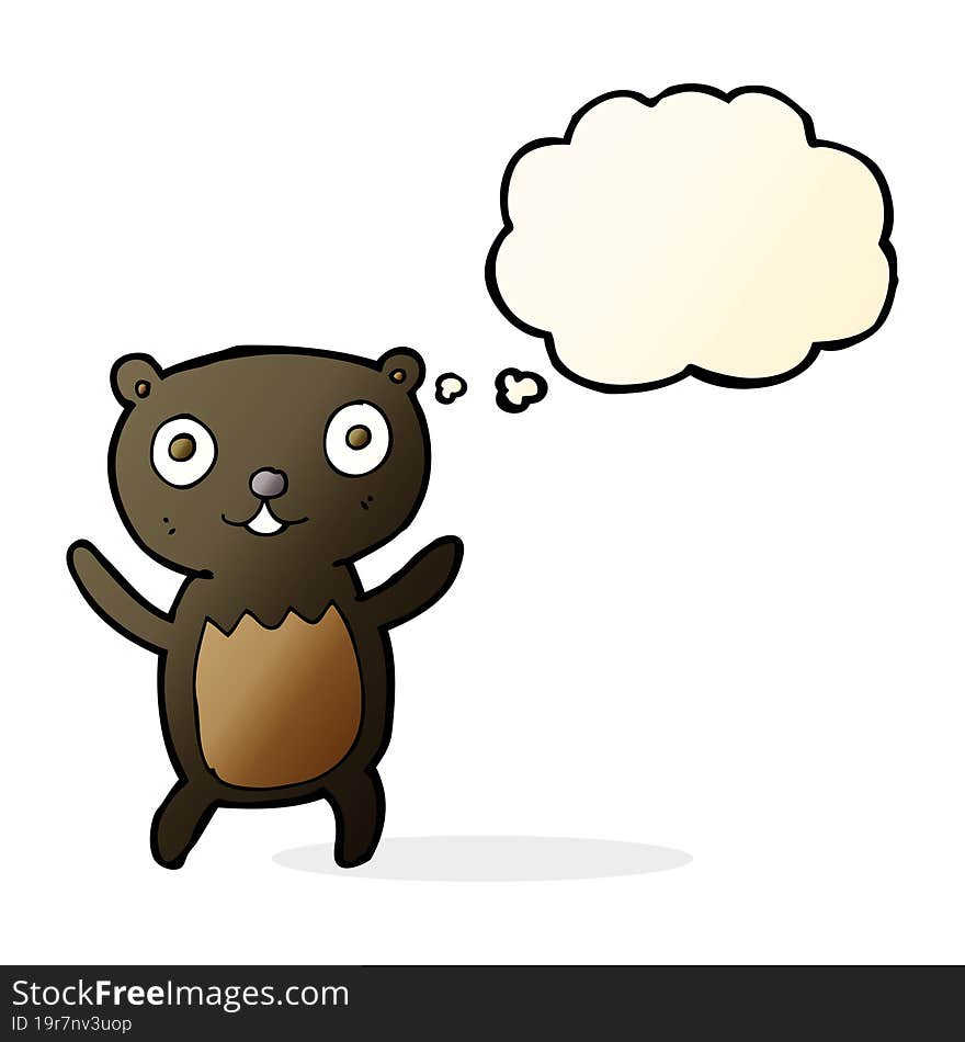 cartoon black bear cub with thought bubble