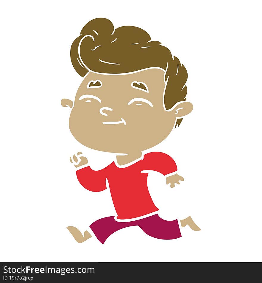 running flat color style cartoon man