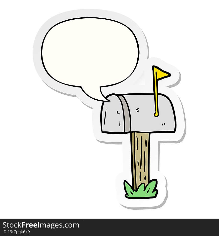 cartoon mailbox and speech bubble sticker