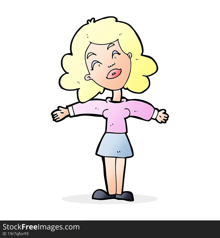 cartoon woman with open arms