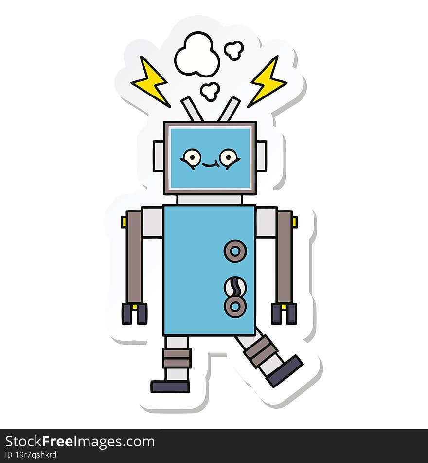 sticker of a cute cartoon dancing robot