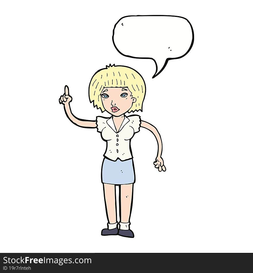 cartoon woman with idea with speech bubble