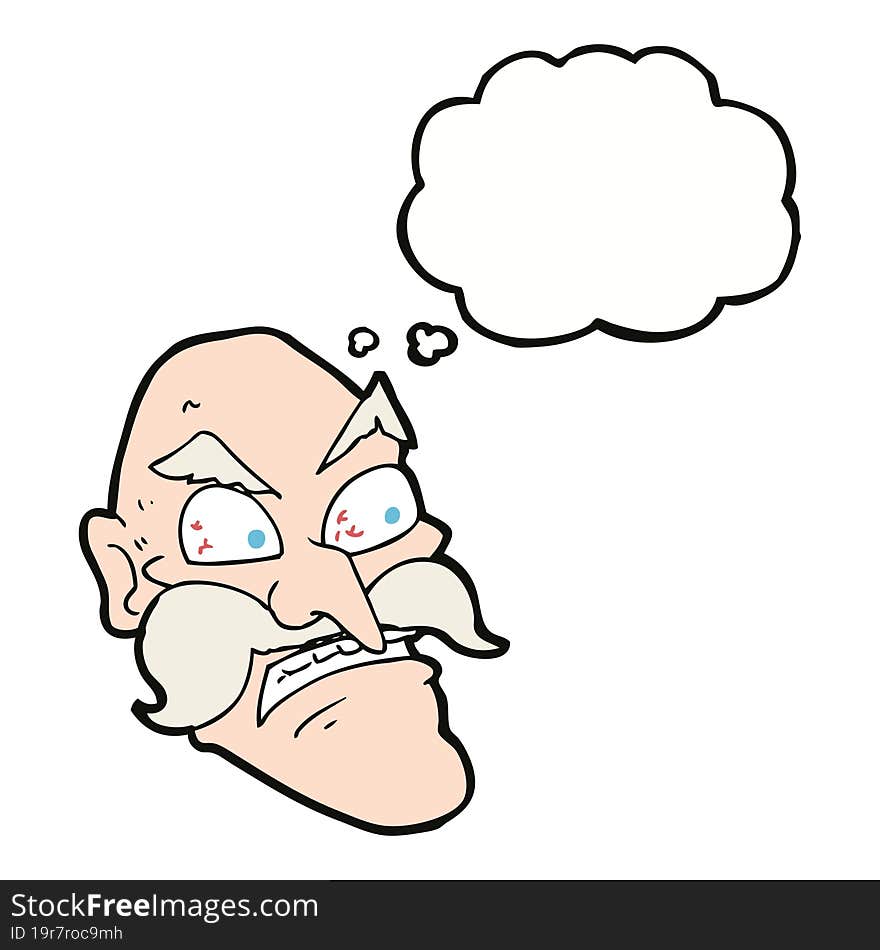 Cartoon Angry Old Man With Thought Bubble