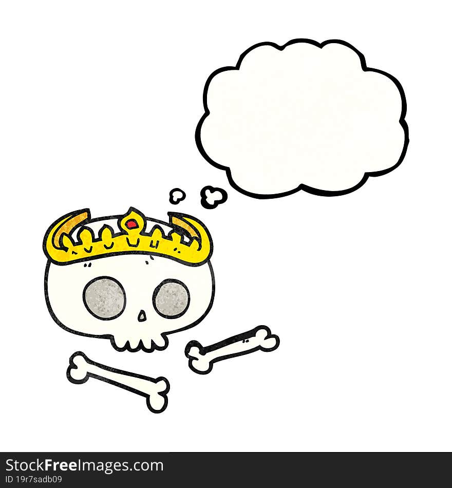 thought bubble textured cartoon skull wearing tiara