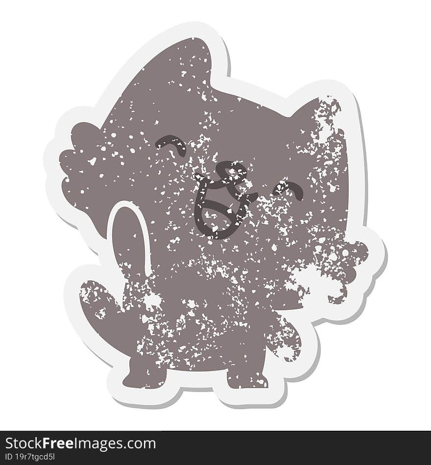 happy cartoon cat grunge sticker