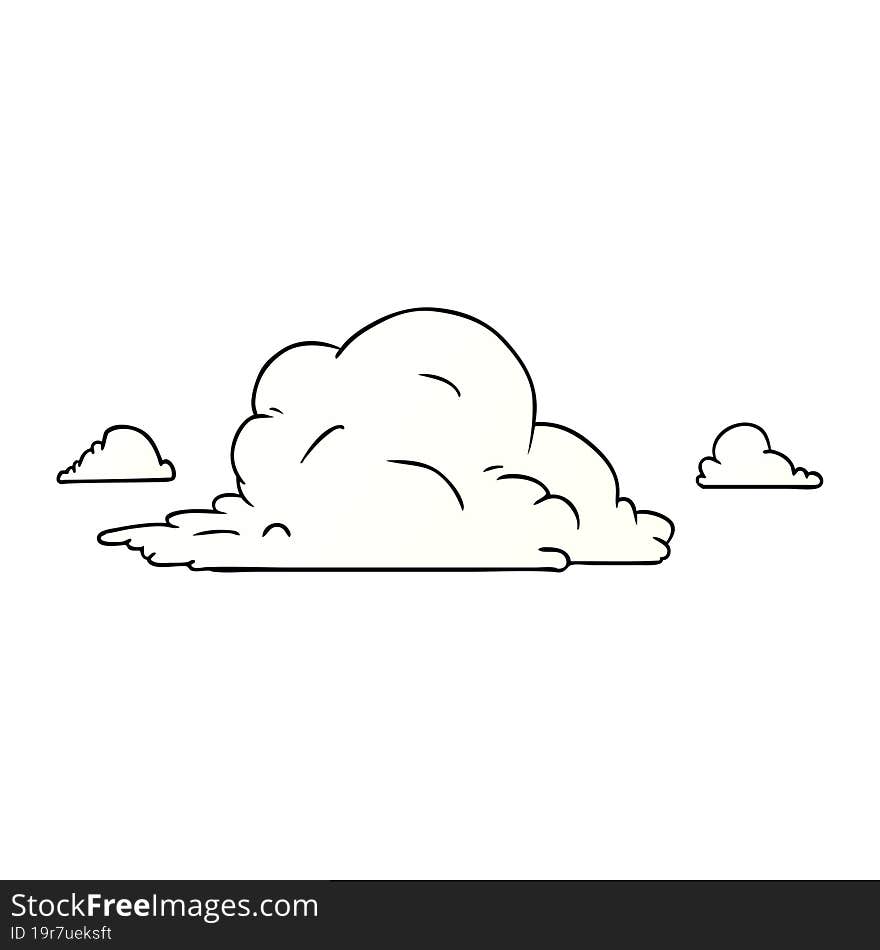 gradient cartoon doodle of white large clouds