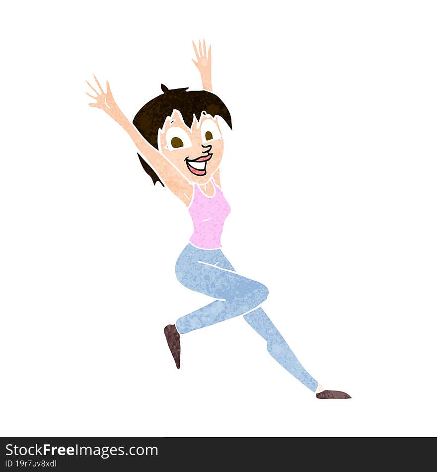 cartoon excited woman