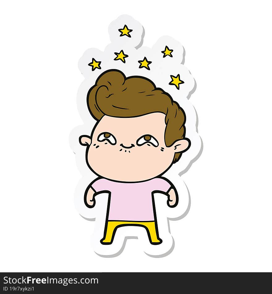 Sticker Of A Cartoon Excited Man