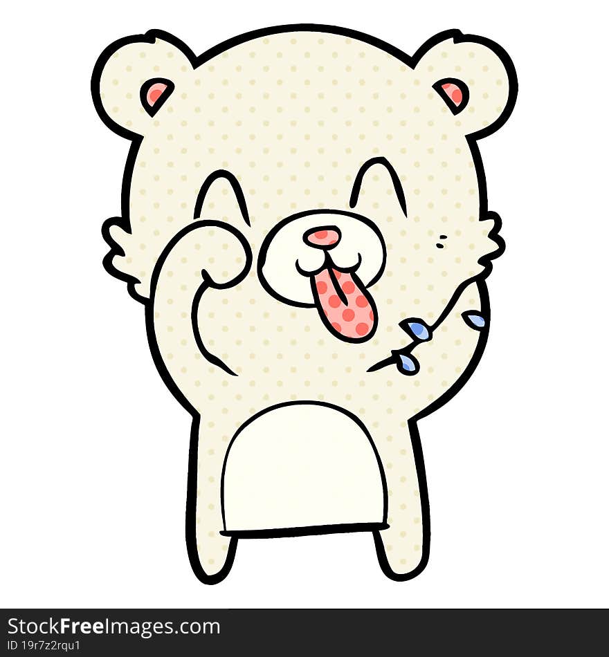 rude cartoon polar bear sticking out tongue. rude cartoon polar bear sticking out tongue