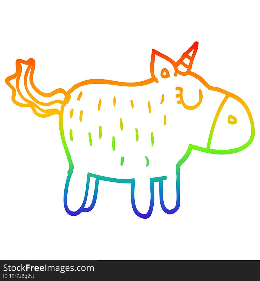 rainbow gradient line drawing cartoon cute unicorn