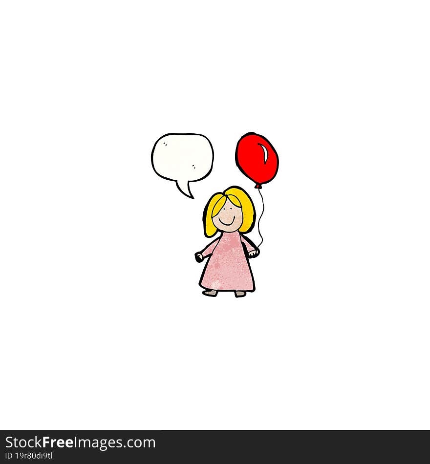 Child S Drawing Of A Girl With Balloon