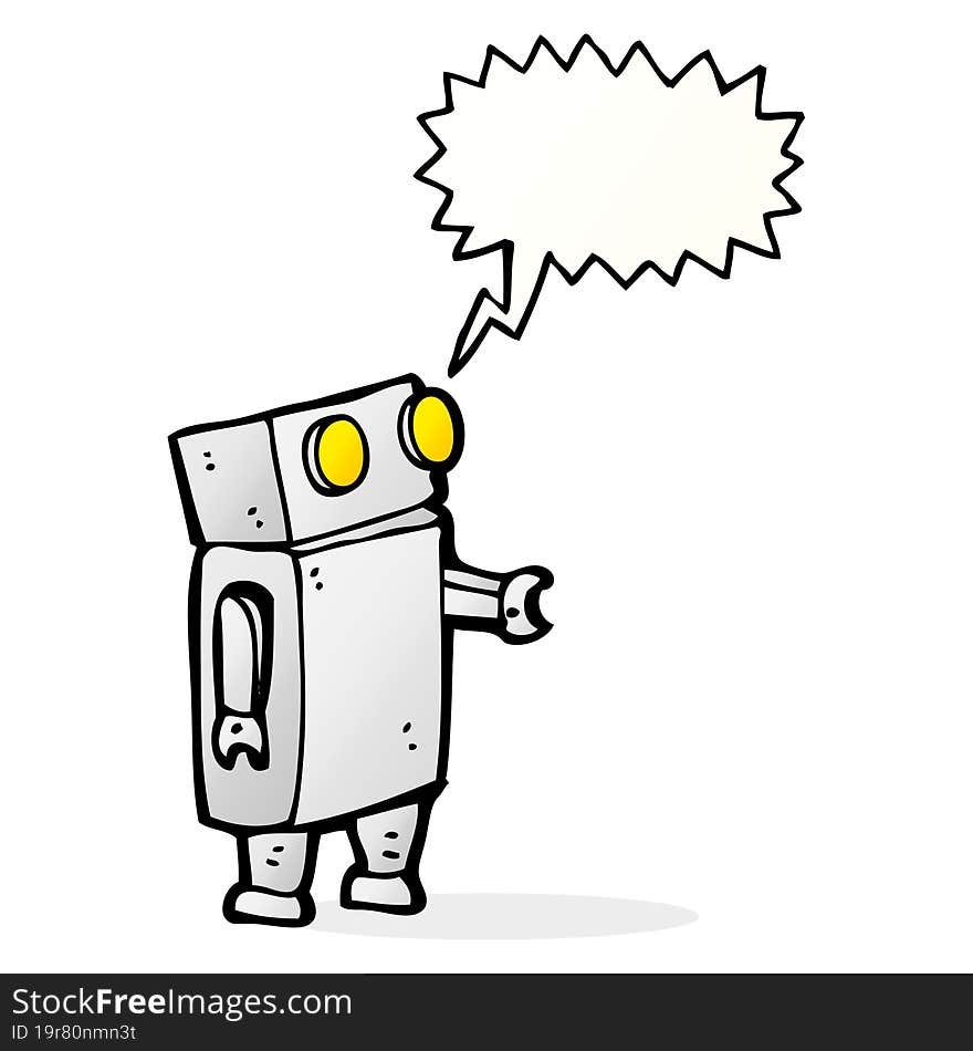 cartoon robot with speech bubble