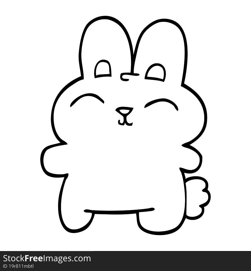 happy line drawing cartoon rabbit