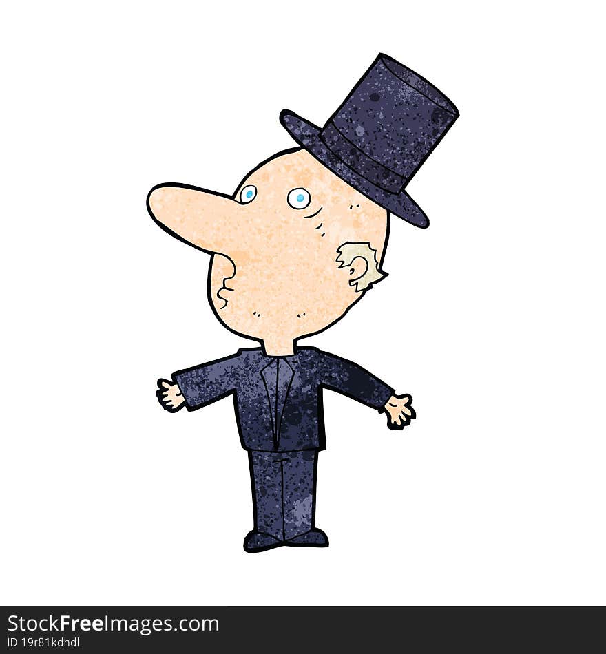 cartoon man wearing top hat