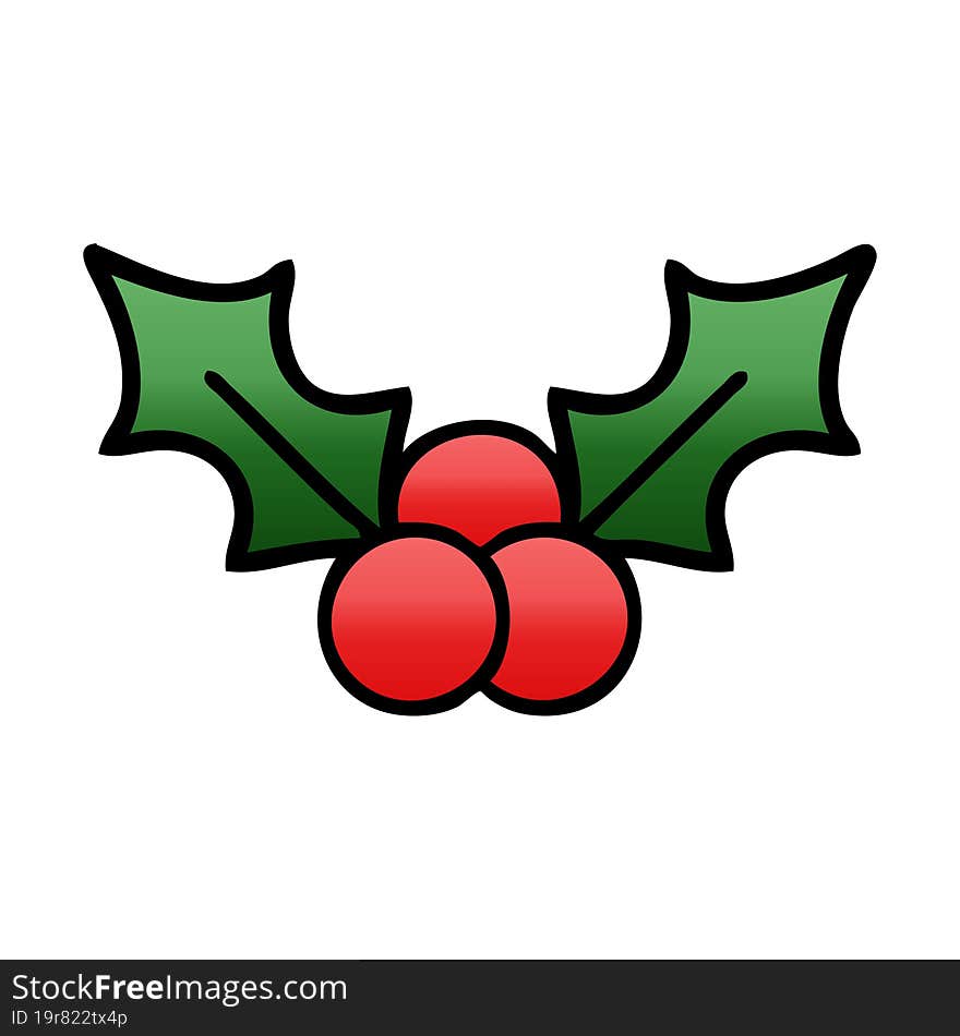 Gradient Shaded Cartoon Christmas Holly