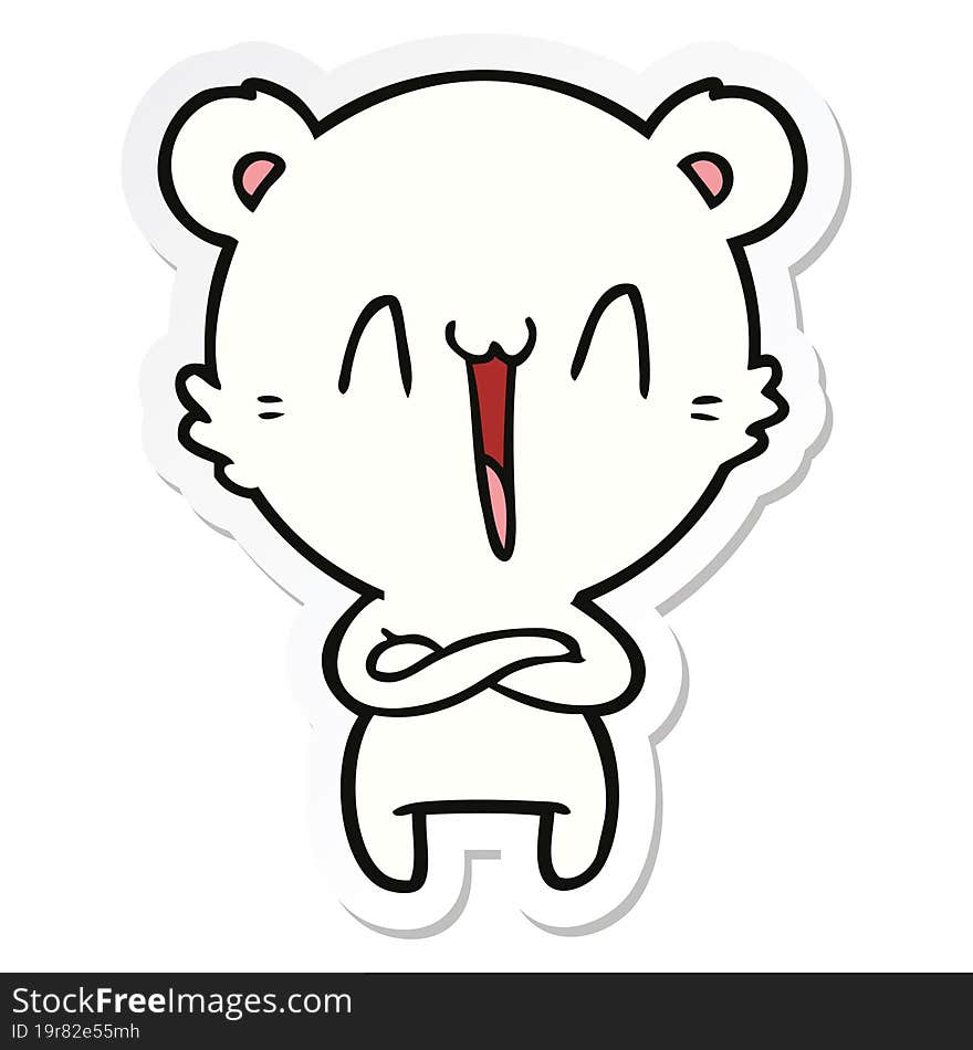 sticker of a happy polar bear cartoon