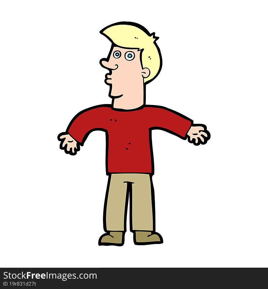 cartoon man shrugging shoulders