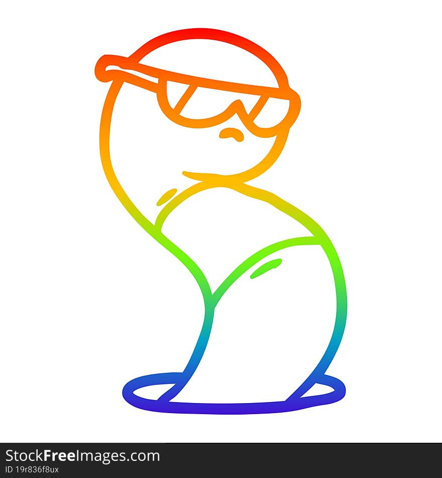 rainbow gradient line drawing cartoon cool worm