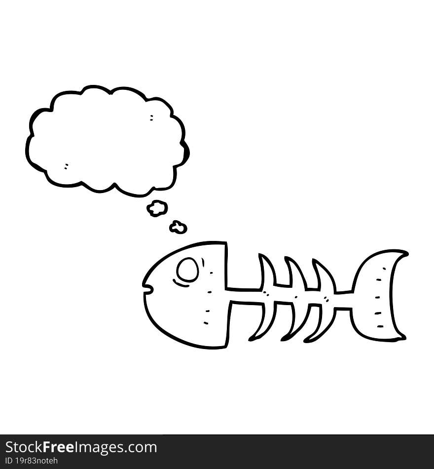 thought bubble cartoon fish bones