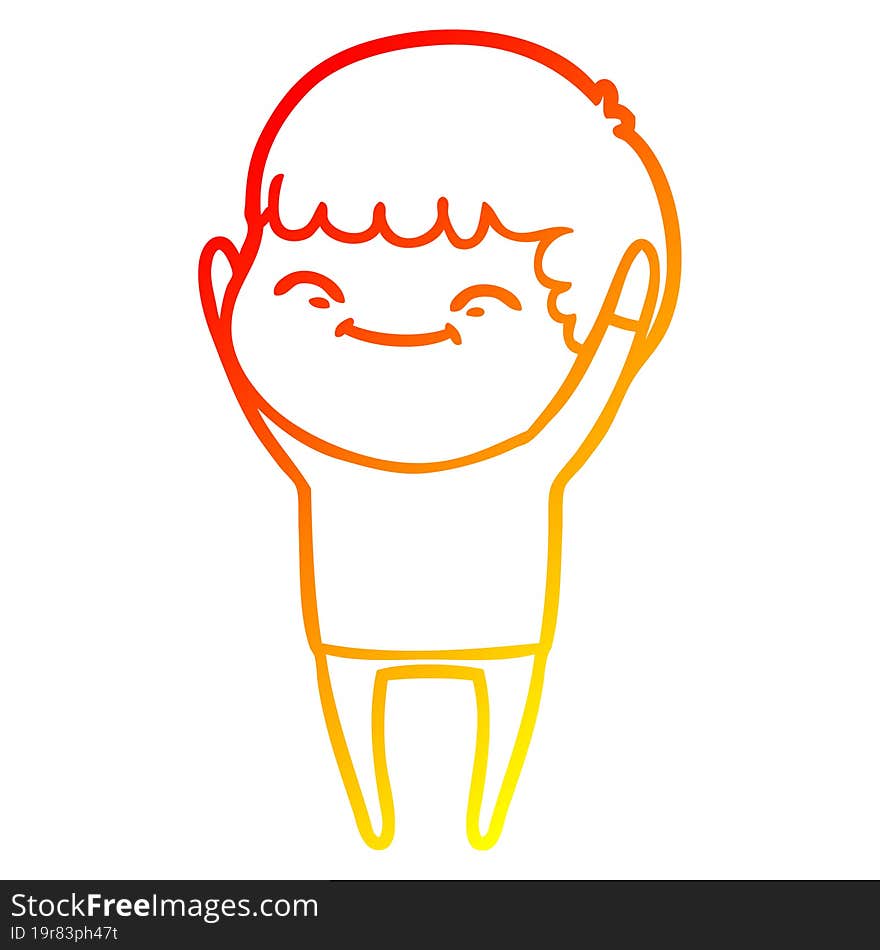 warm gradient line drawing cartoon smiling boy