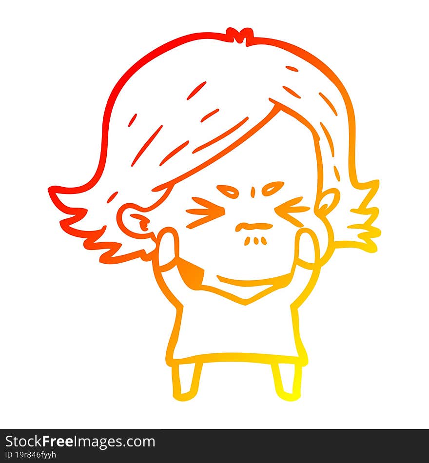 warm gradient line drawing cartoon angry woman