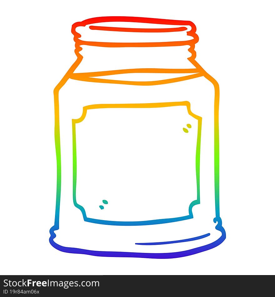 rainbow gradient line drawing cartoon candle in jar